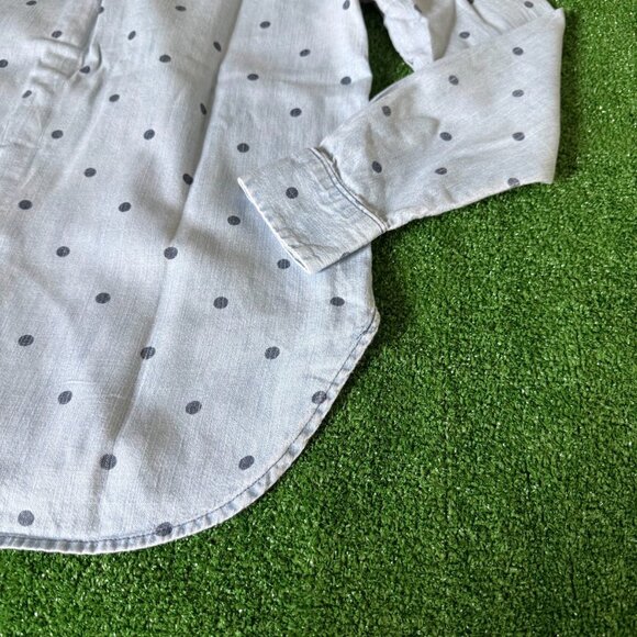 Old Navy Women's Button Up Long Sleeve Blue Polka Dot Denim Casual Shirt Size S - Picture 9 of 11